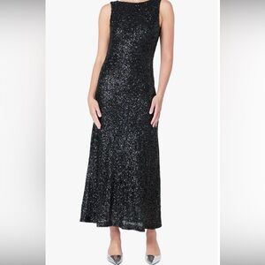 Black Sequin Sleeveless Evening cocktail dress
